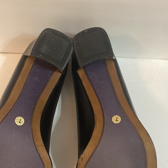 DONALD PLINER 7 M BLACK SLIP ON HEELS ELASTIC FABRIC W/ LEATHER - Picture 8 of 15